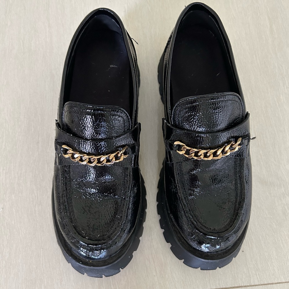 Chunky loafers with gold buckle